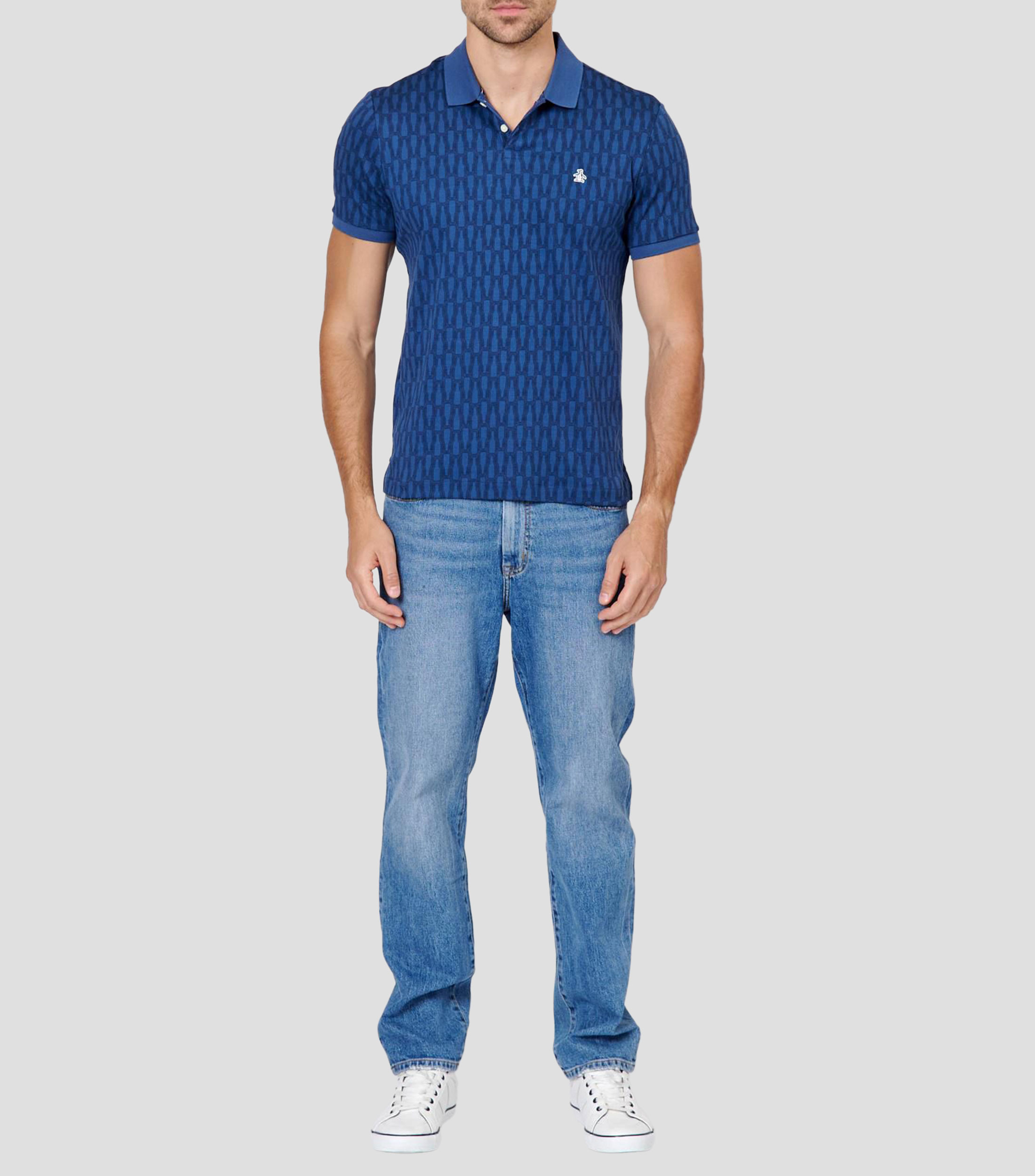 Playera tipo polo manga corta estampada Hombre